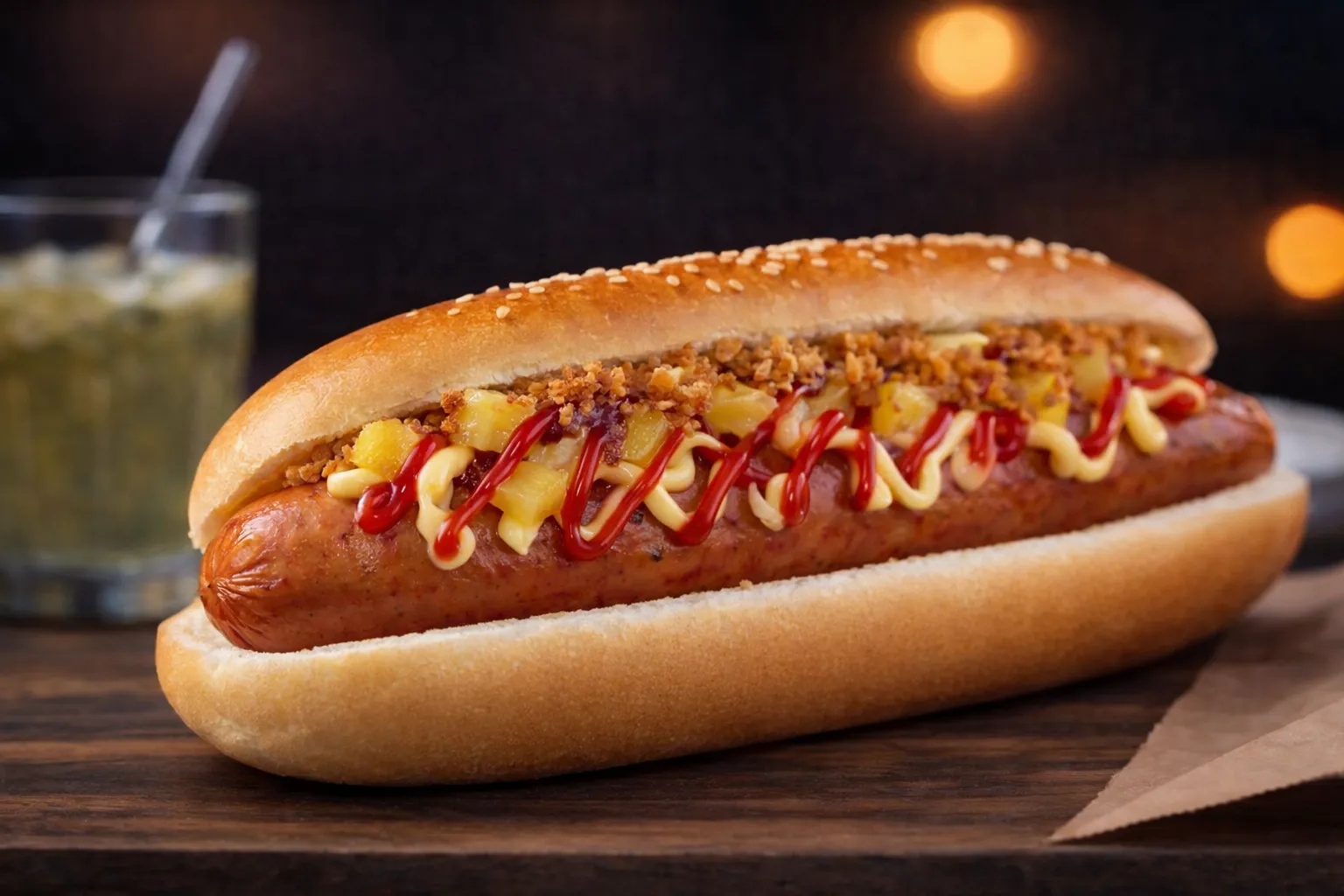 Хот-дог с куриной сосиской